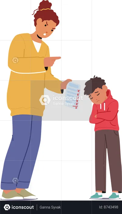 Mother Berates Son For Failing Test  Illustration