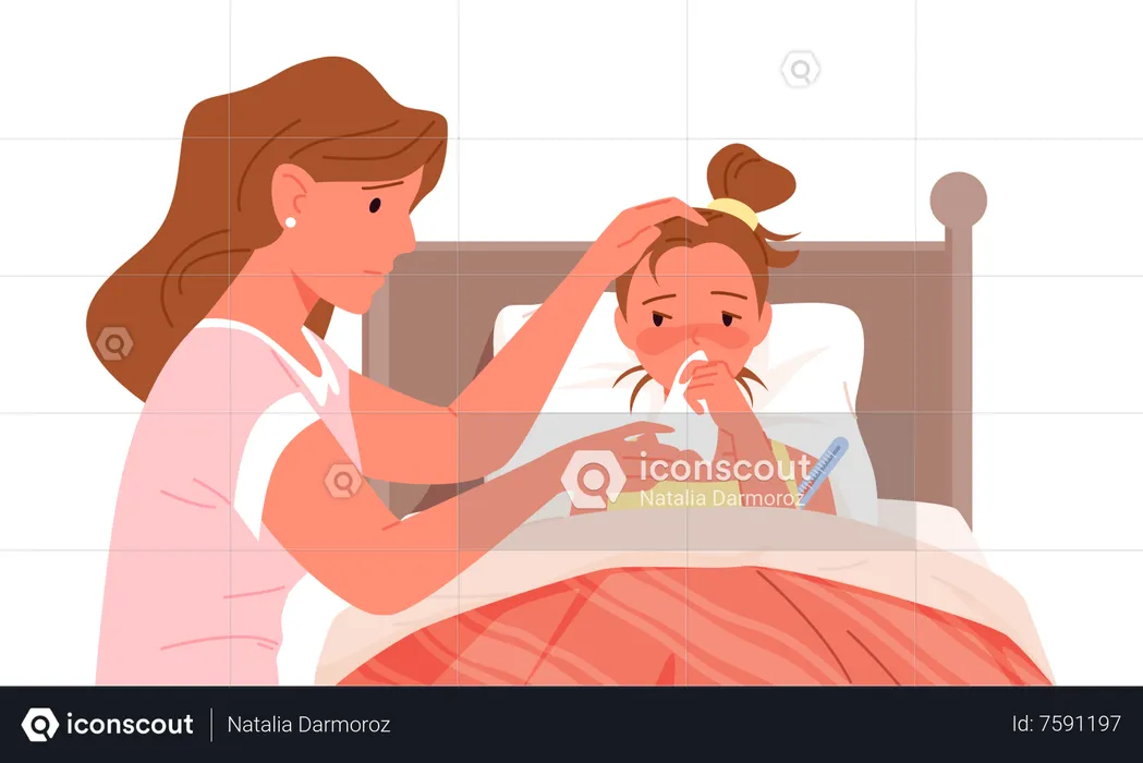 Mother Caring Child  Illustration