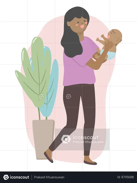 Mother caring infant care  Illustration