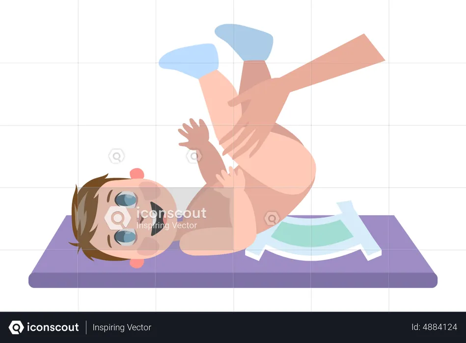 Mother change diaper for a newborn child  Illustration