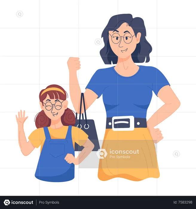 Mother daughter going for shopping  Illustration