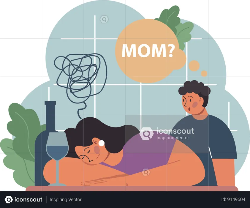 Mother faces health issues  Illustration