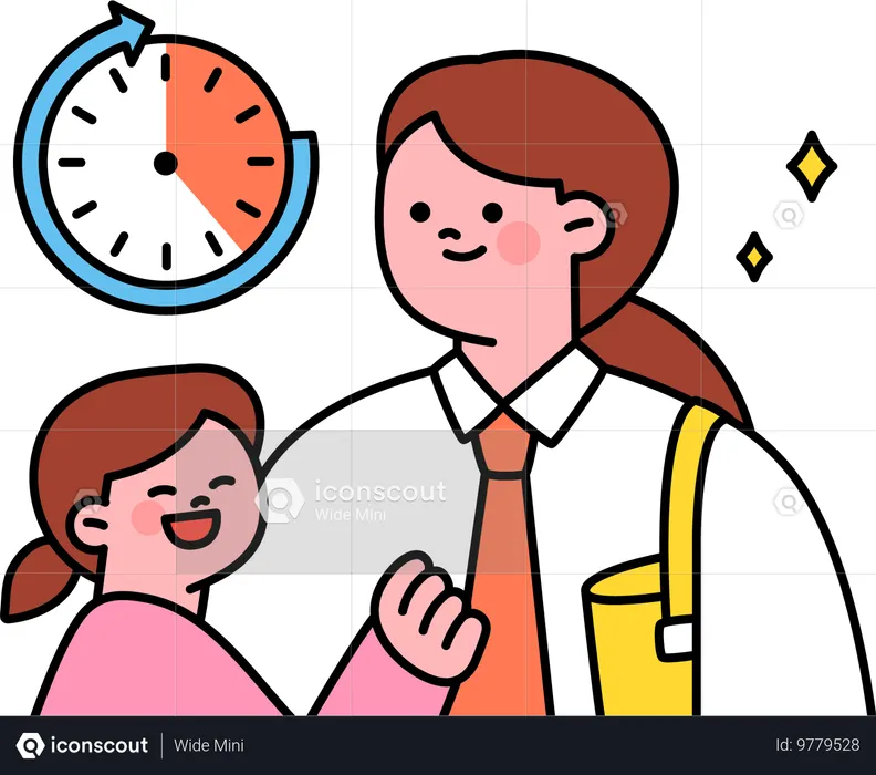 Mother going on job  Illustration