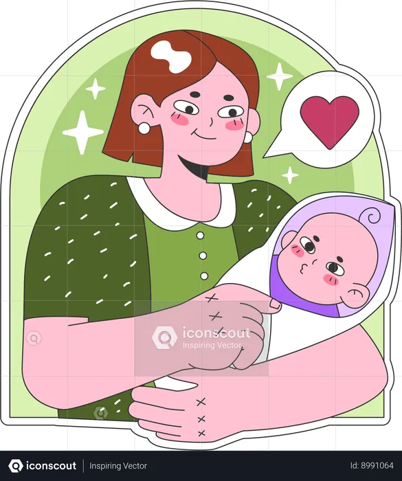 Mother holding baby  Illustration