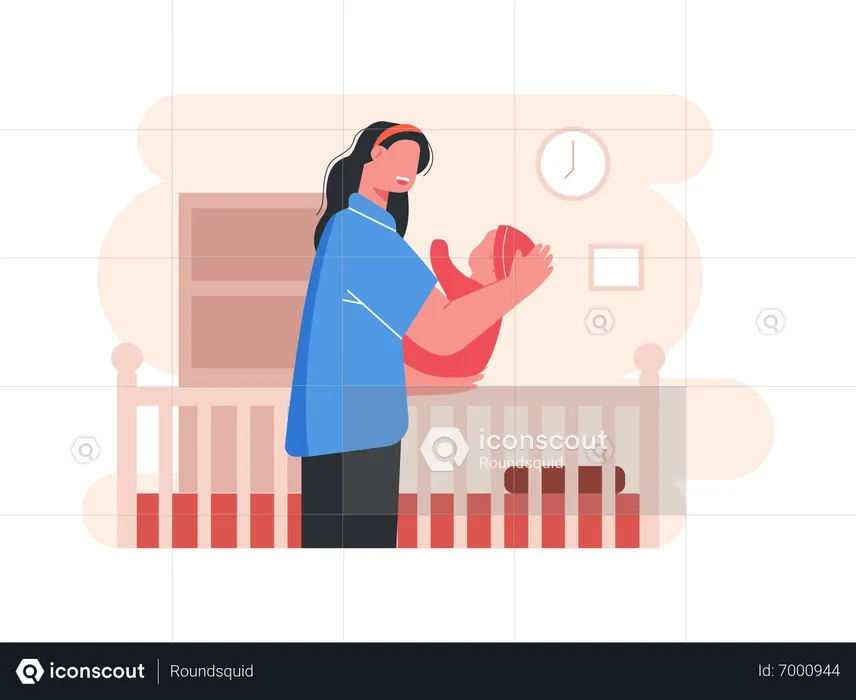 Mother holding baby  Illustration