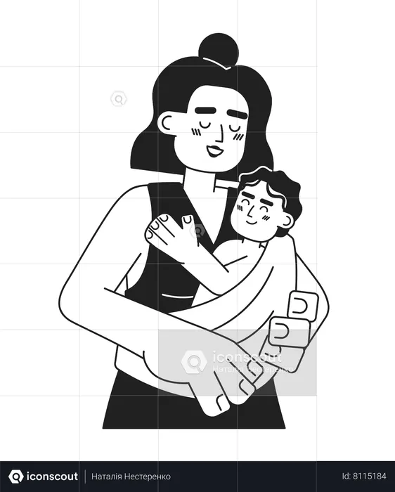 Mother holding baby in sling  Illustration