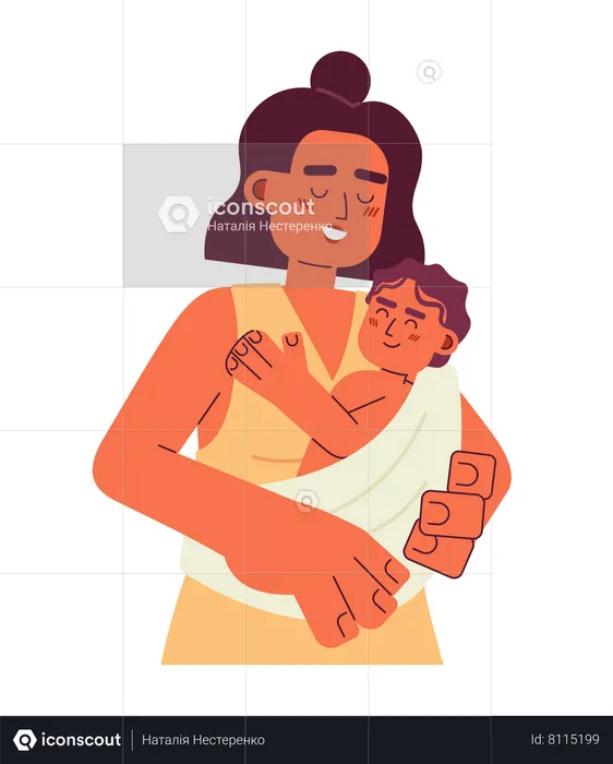 Mother holding baby in sling  Illustration