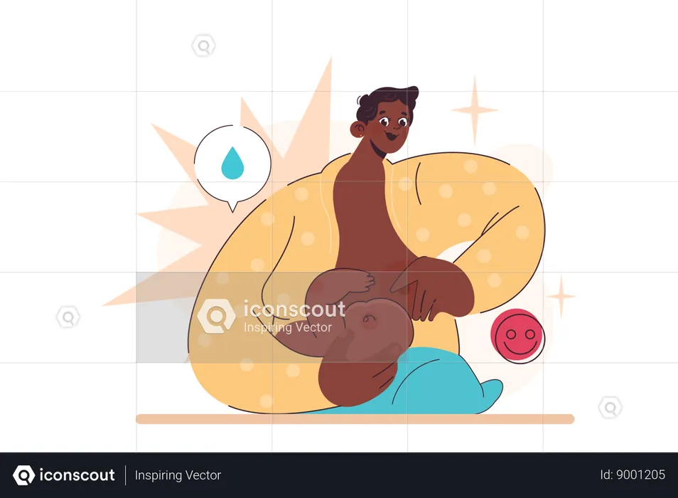 Mother holding her baby for breastfeeding  Illustration