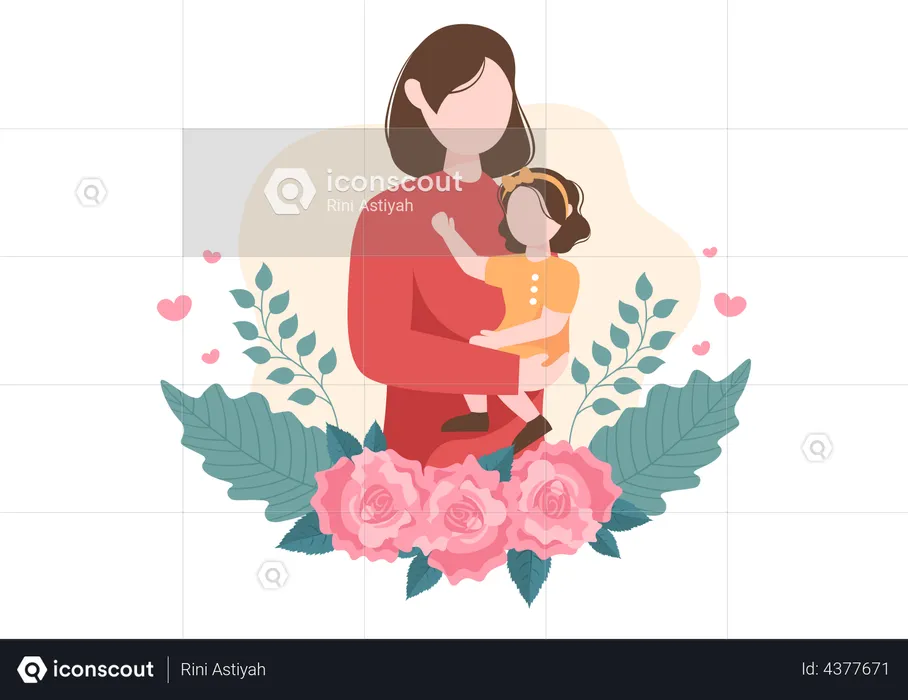 Mother holding kid  Illustration