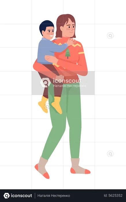 Mother holds her son  Illustration