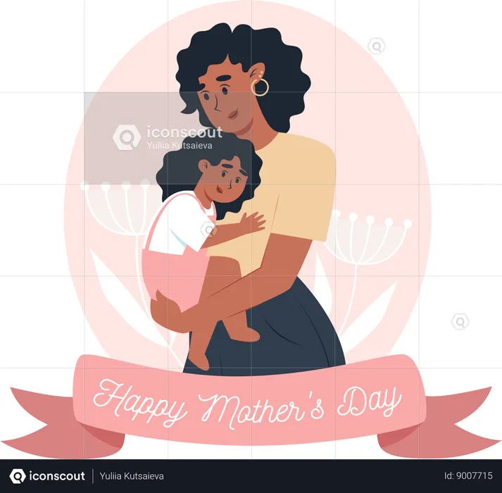 Mother is holding her baby  Illustration