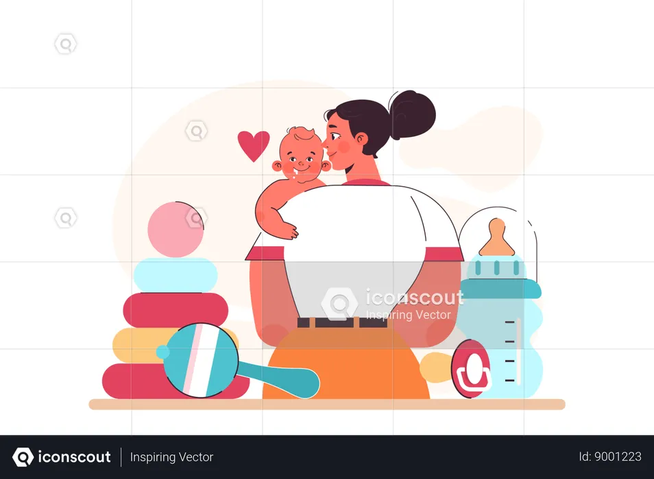 Mother is holding her new born baby  Illustration