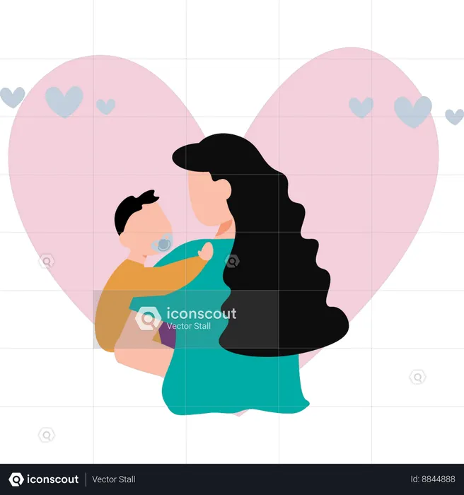 Mother is holding the baby in her arms  Illustration