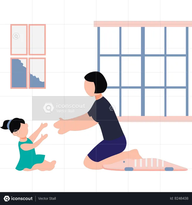 Mother is playing with her child  Illustration