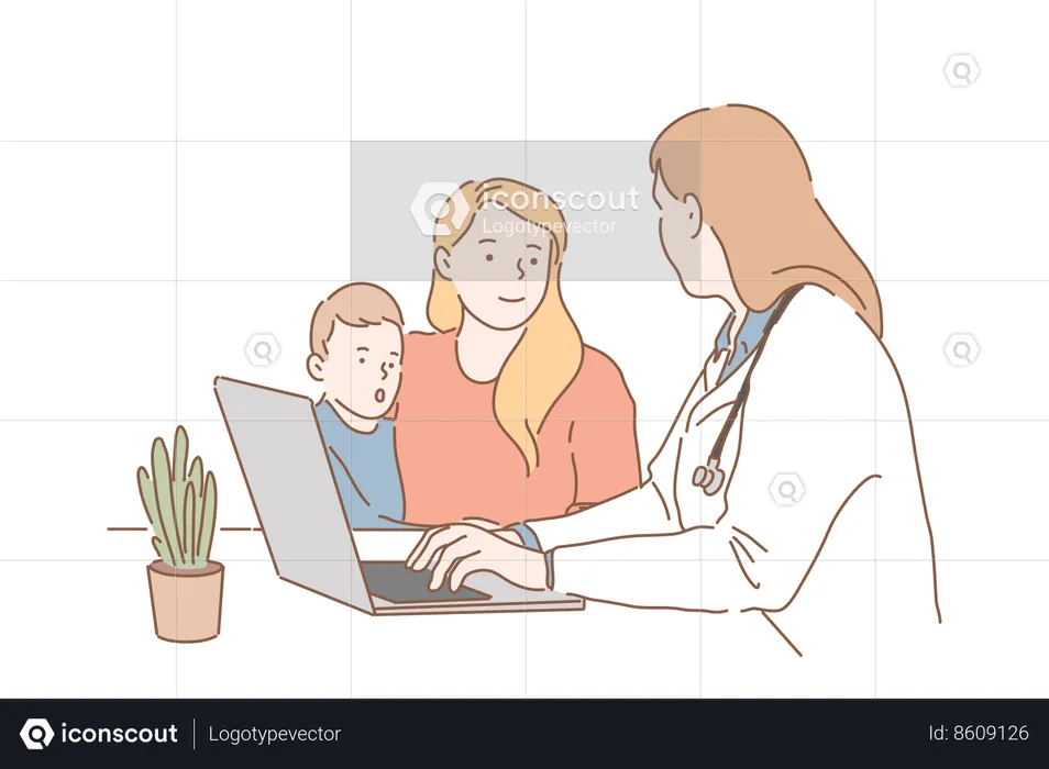 Mother is Visiting pediatrician  Illustration