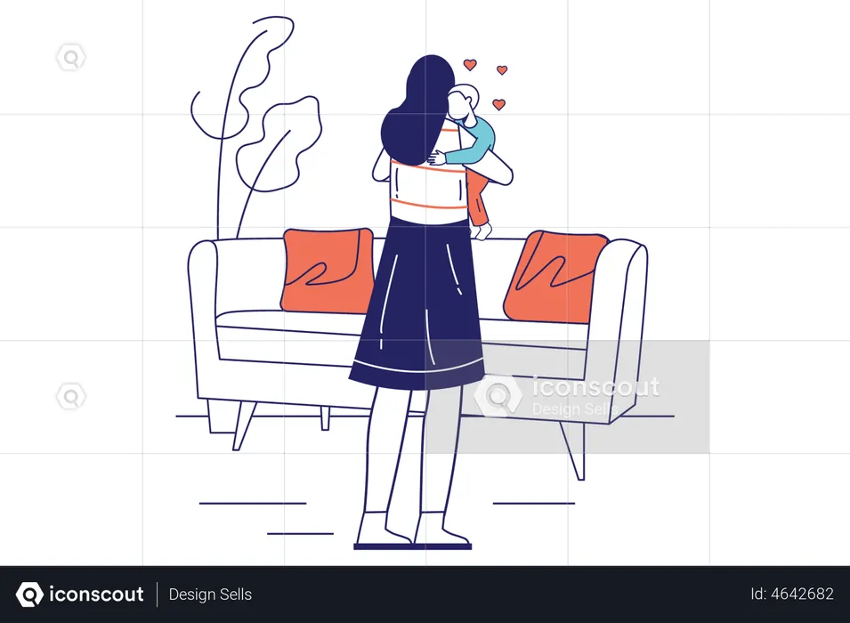 Mother making baby sleep while hugging  Illustration