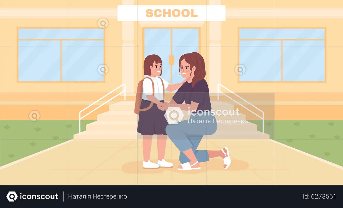 Mother motivating child to do well in school  Illustration