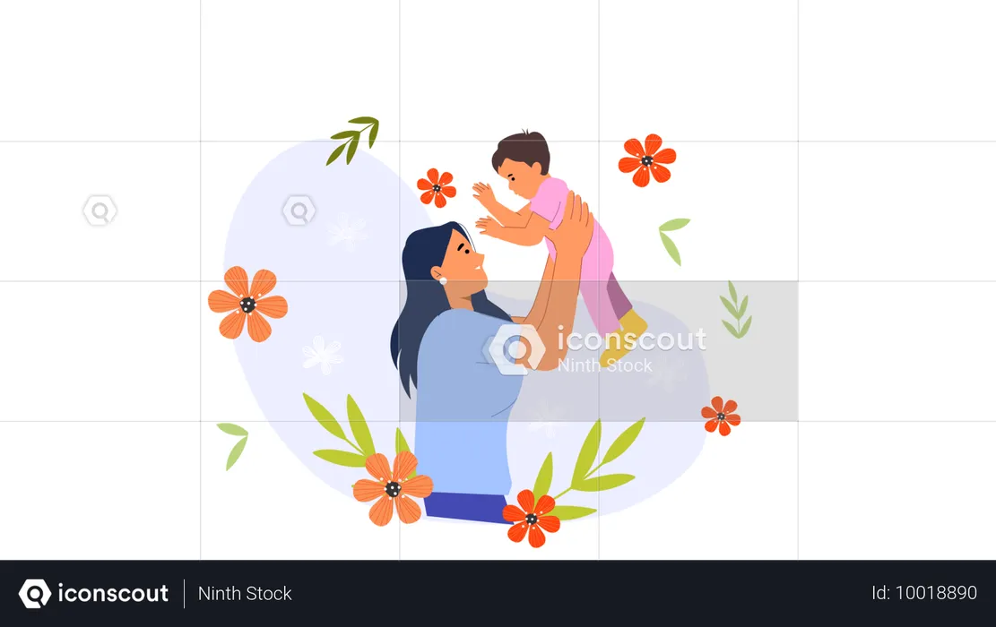 Mother playing with child  Illustration