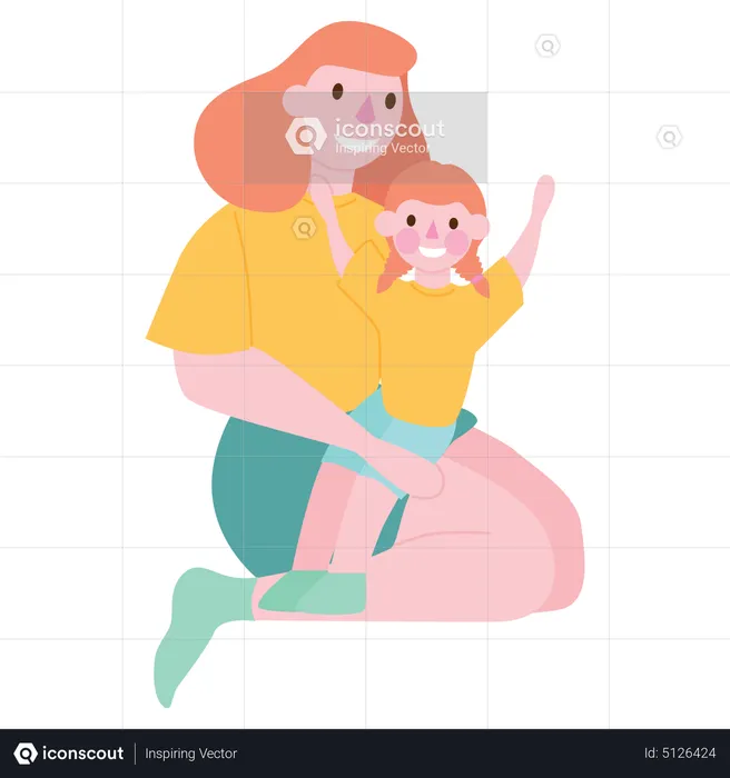 Mother playing with daughter  Illustration