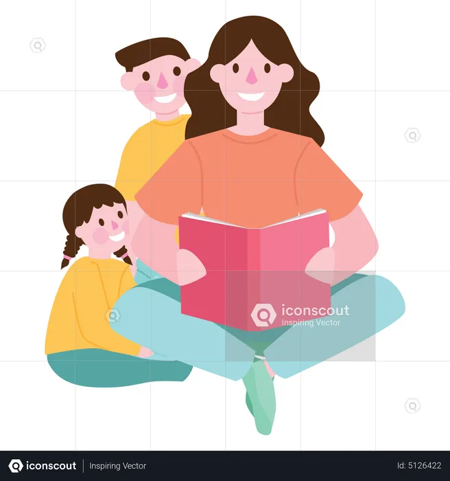 Mother reading book for kid  Illustration