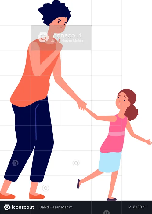 Mother scolding daughter  Illustration