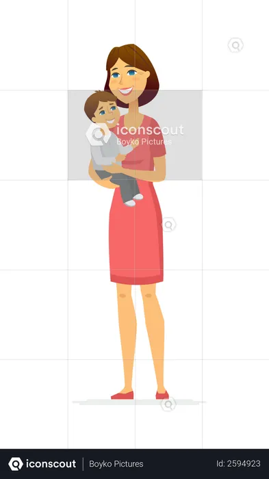 Mother taking care of his son  Illustration
