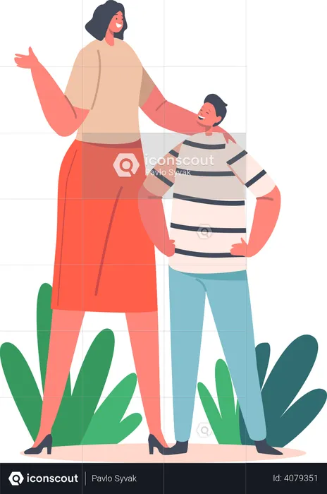 Mother talking with son  Illustration