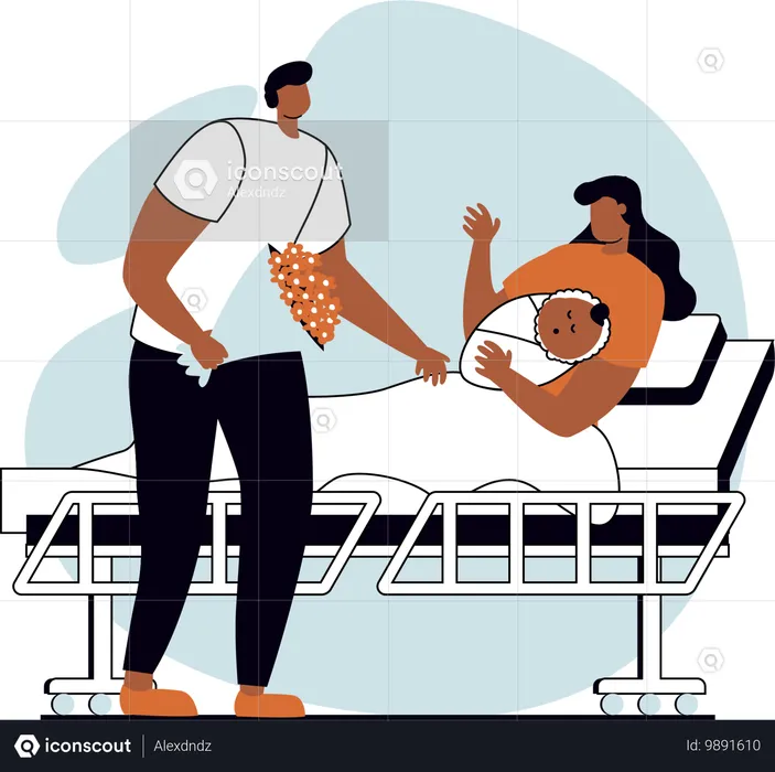 Mother with new born baby  Illustration