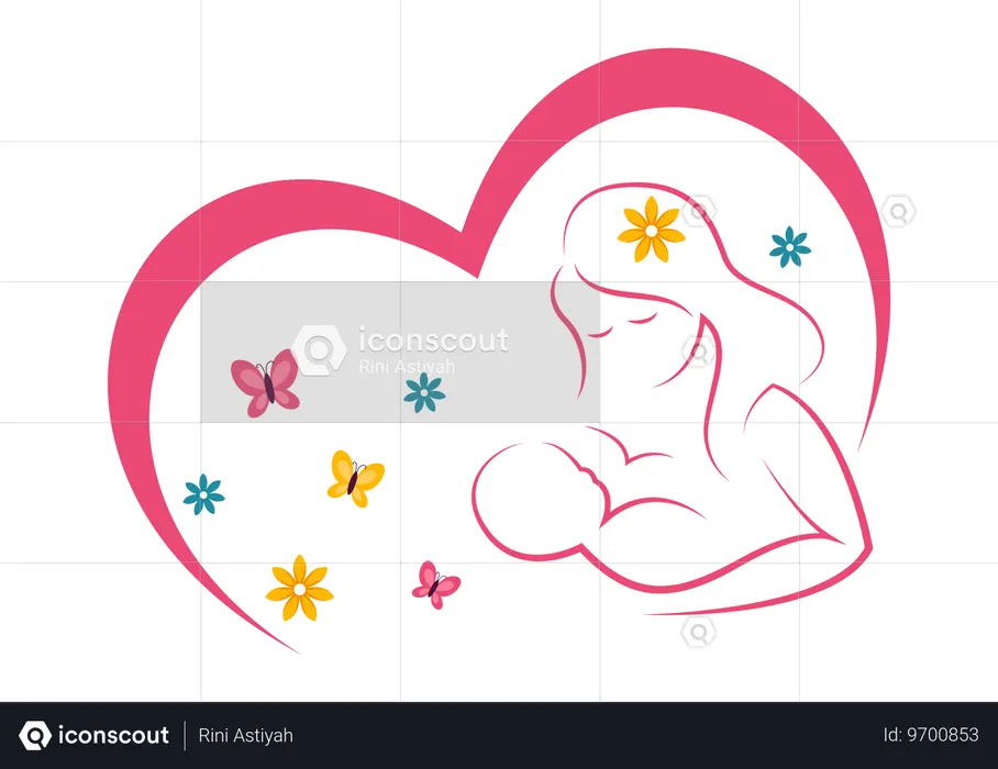 Mother's love for her baby  Illustration