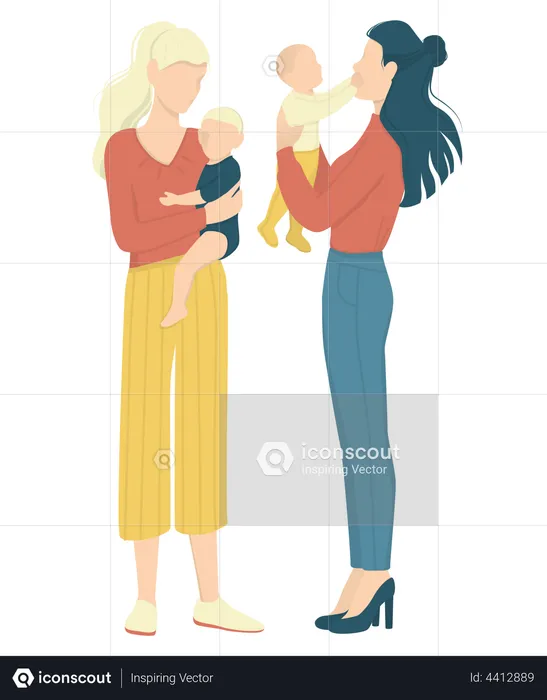 Mothers with kids  Illustration
