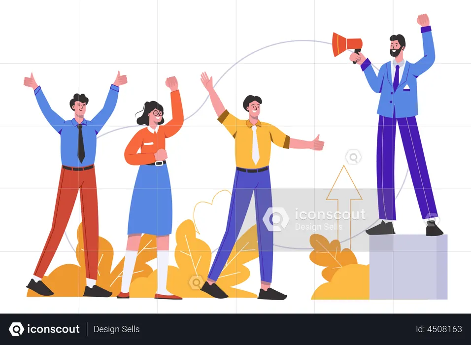 Motivational speaker with megaphone  Illustration