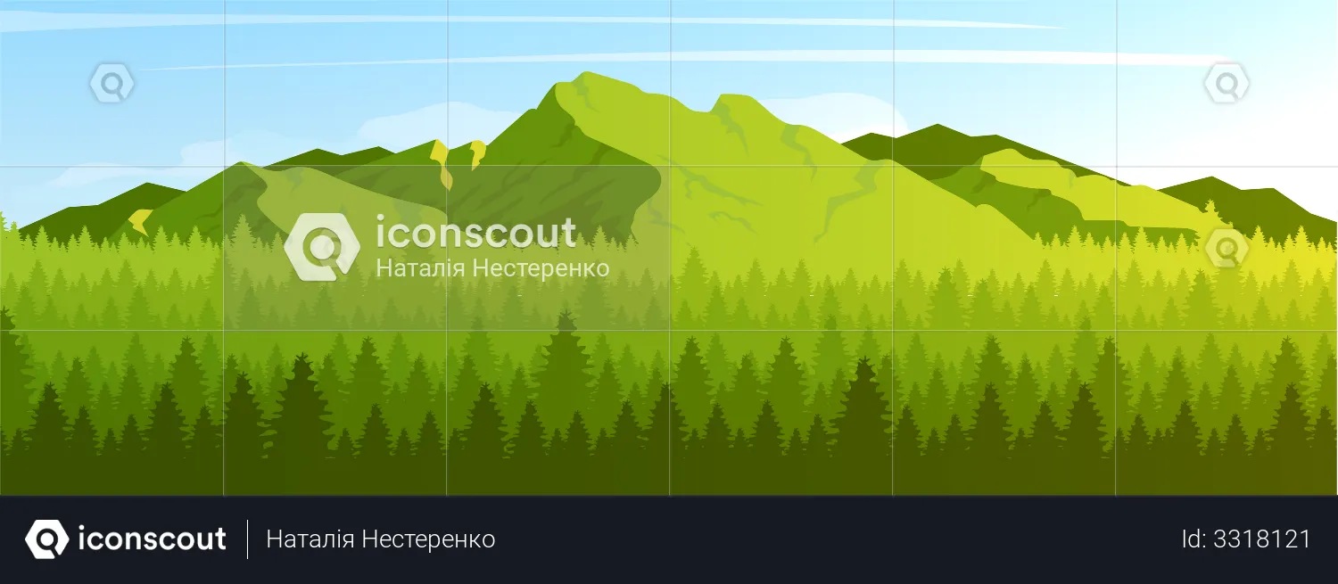 Mountain and coniferous forest  Illustration