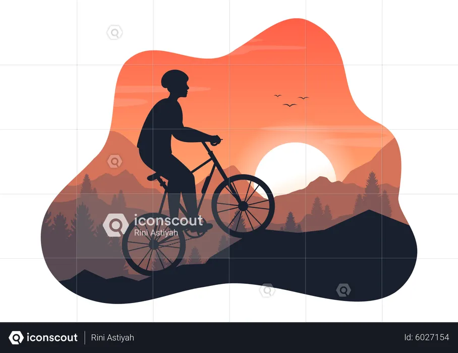Mountain Biking  Illustration