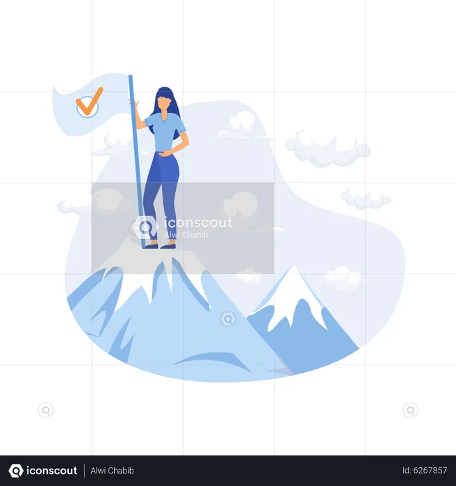 Mountain climber at top of the mountains  Illustration