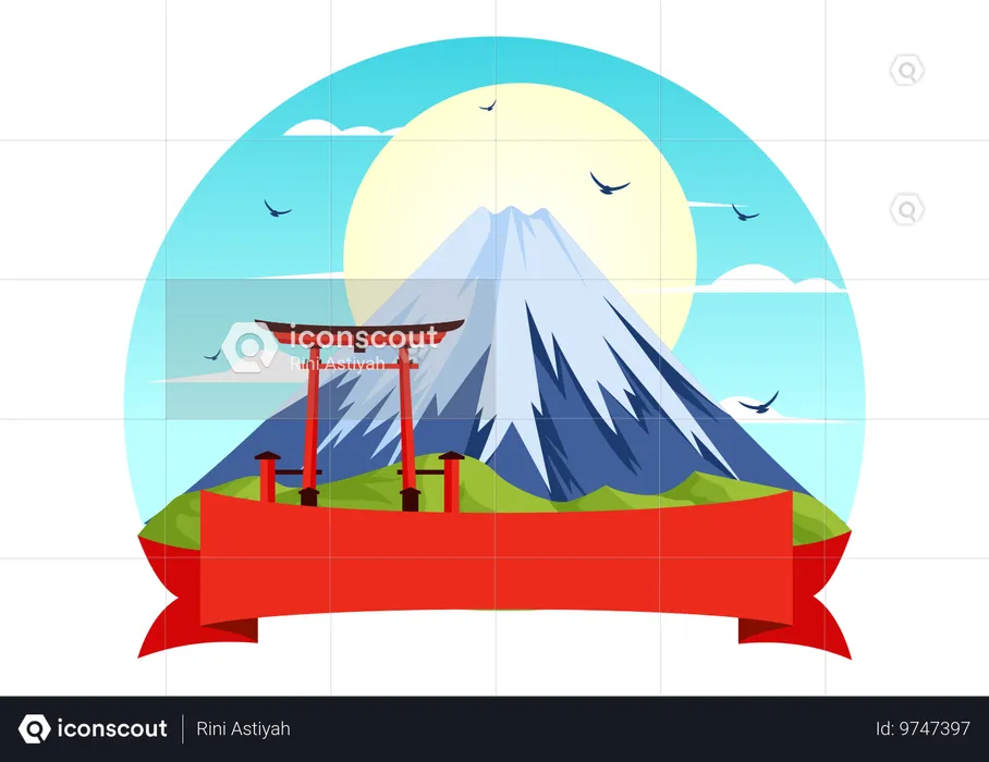 Mountain Day in Japan  Illustration