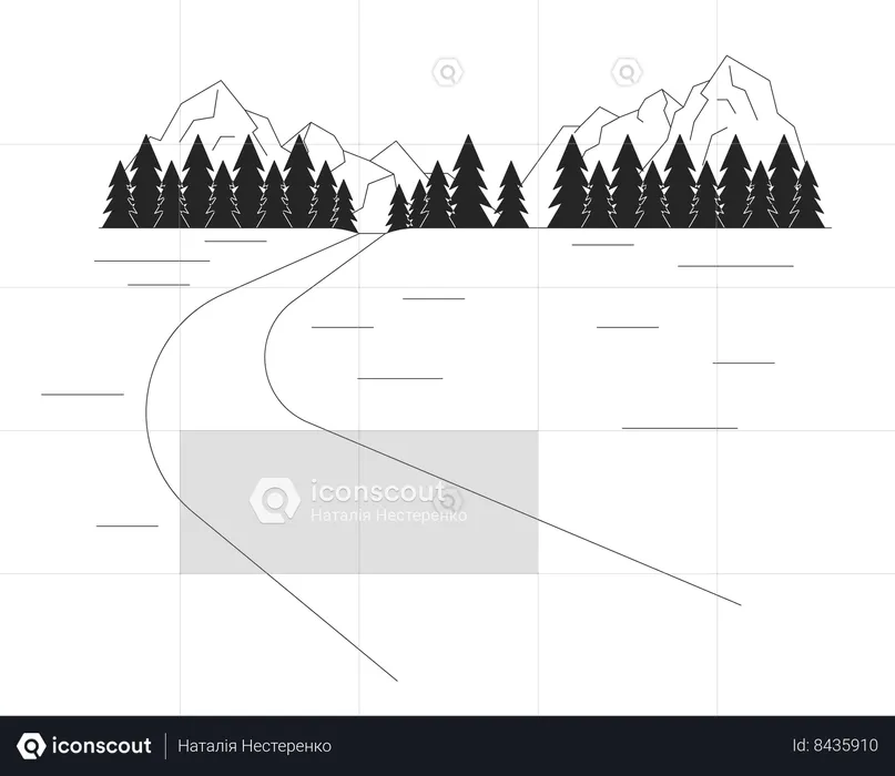 Mountainside ski trail  Illustration