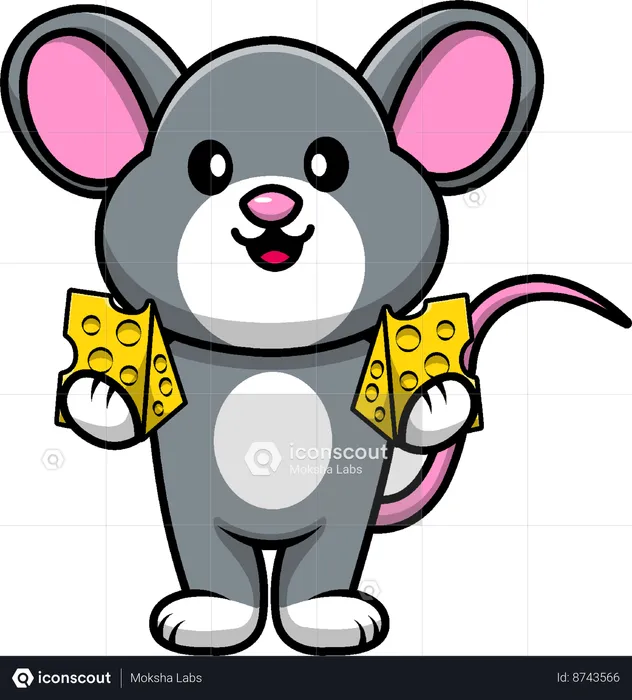 Mouse Holding Cheese  Illustration