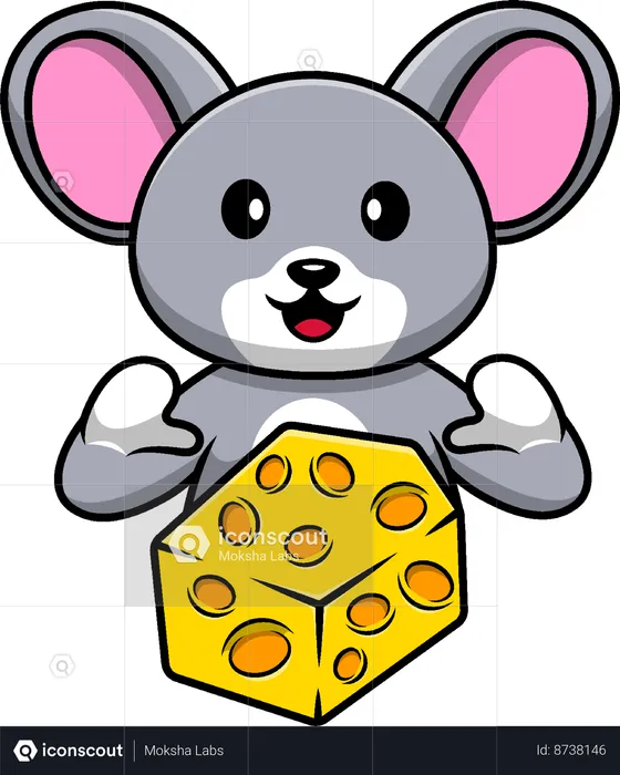 Mouse With Cheese  Illustration