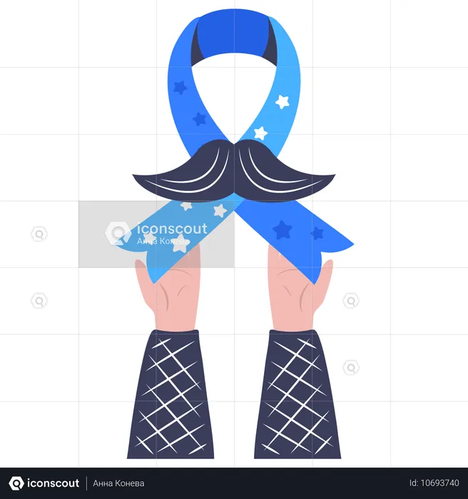 Movember hand with ribbon  Illustration