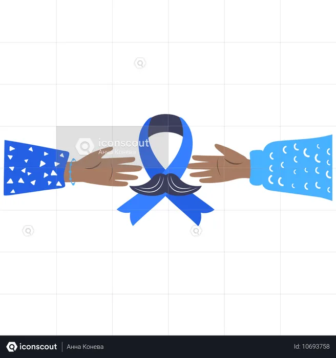 Movember hands with ribbon  Illustration