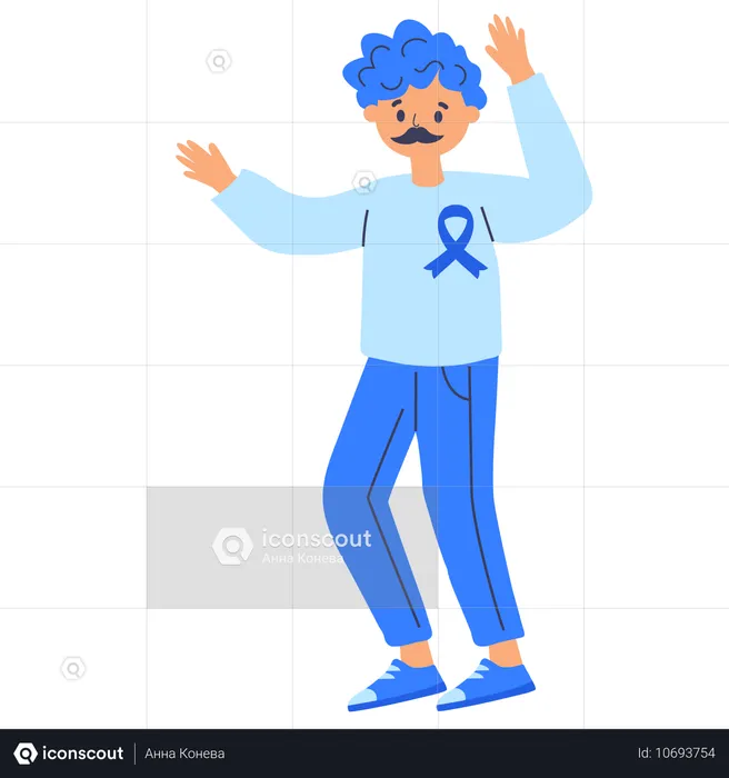 Movember man with ribbon  Illustration