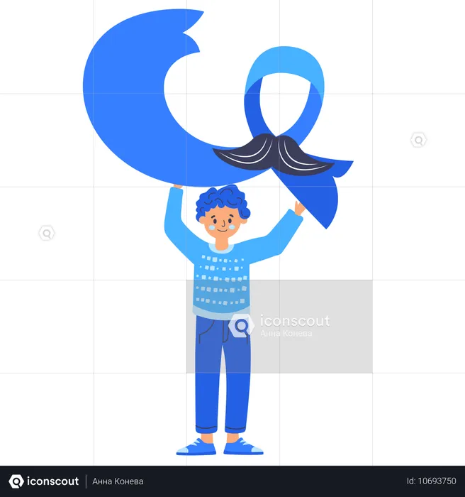 Movember man with ribbon  Illustration