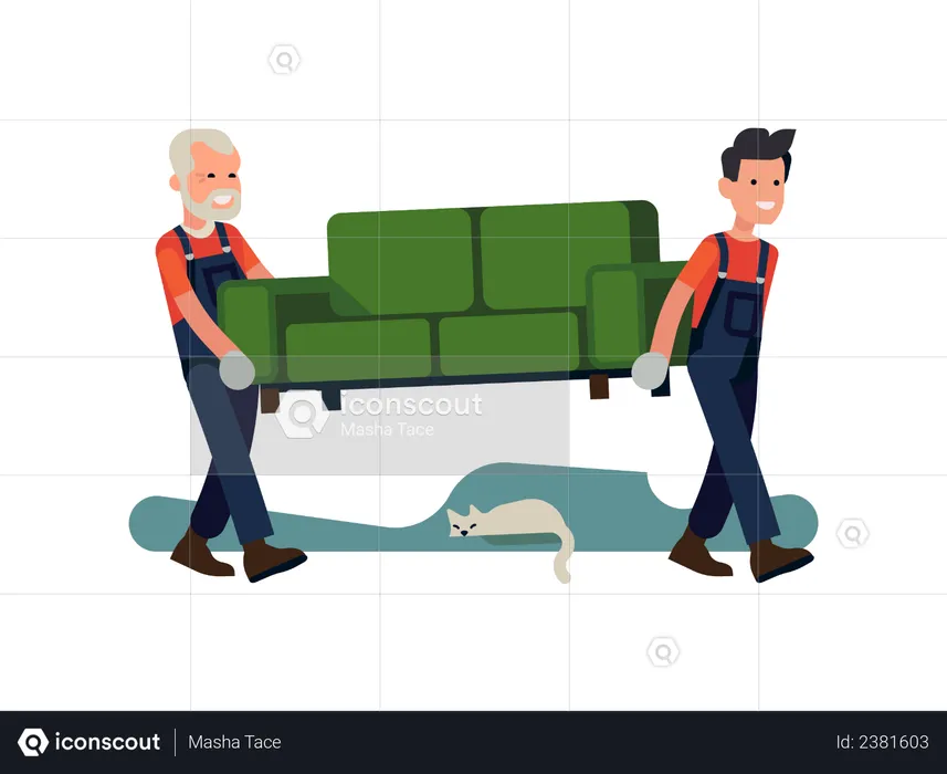 Movers carrying sofa  Illustration