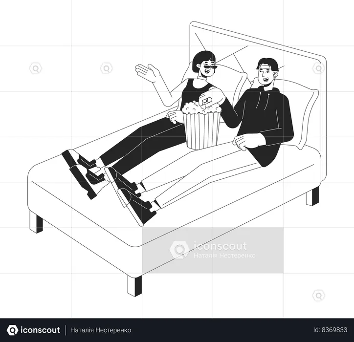 Movie date night at home  Illustration