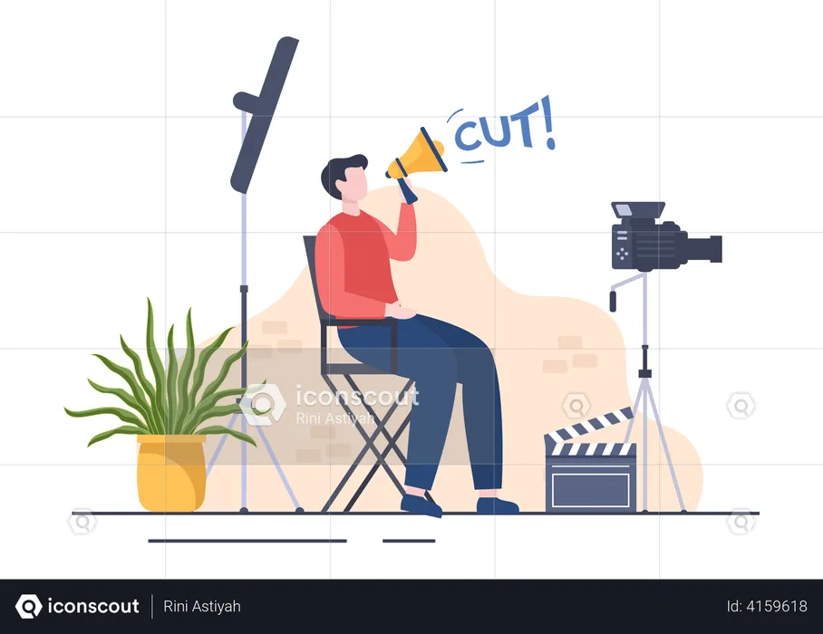 Movie Director saying cut  Illustration