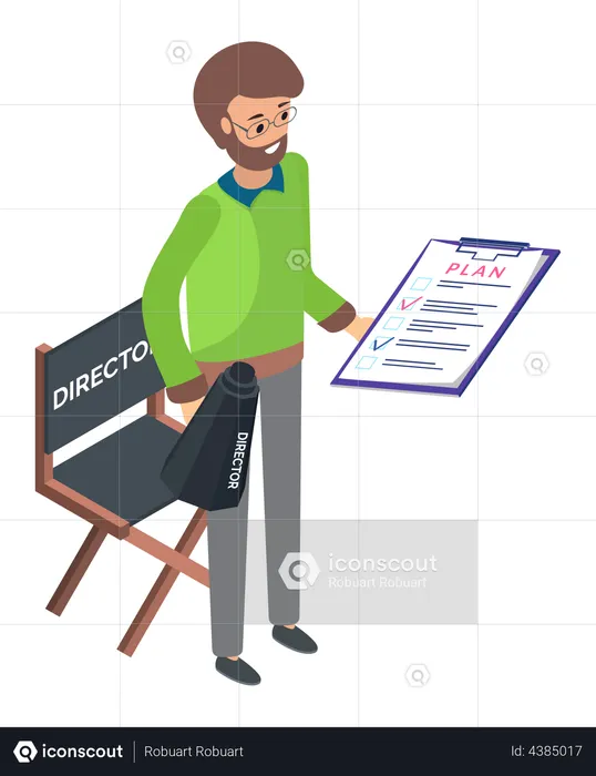 Movie director with plan list  Illustration