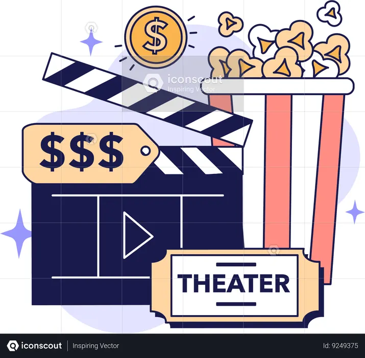 Movie tickets and snacks expense  Illustration