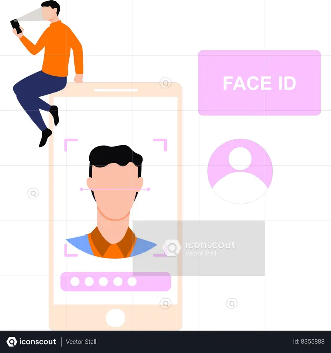 Móvil protegido por Face ID  Ilustración