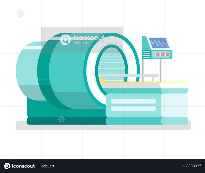 MRI Machine with Screen Showing Results Diagnosis  Illustration
