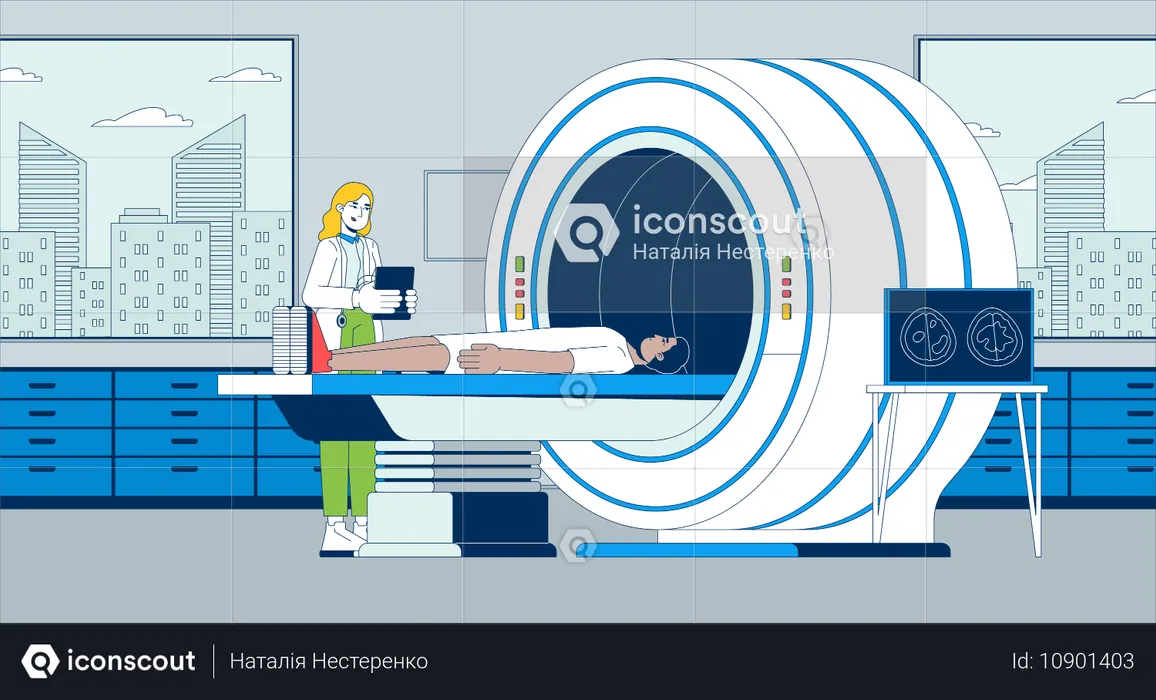 MRT-Scan eines Patienten  Illustration